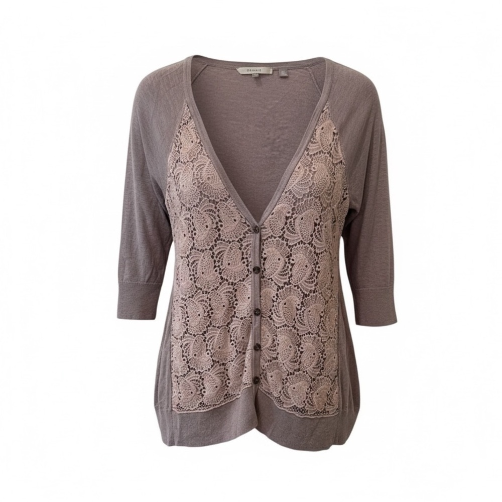 Anthropology Knitted & Knotted crochet cardigan, small